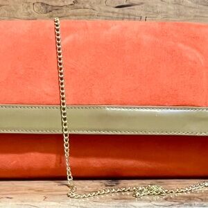 Elegant Coral Clutch with Gold Chain